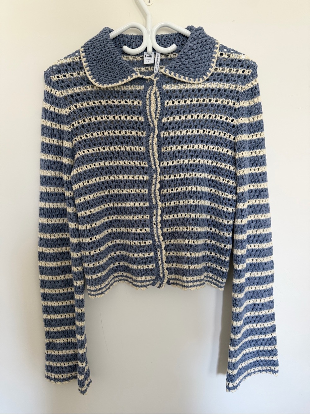 Crochet Long Sleeve Striped Cardigan